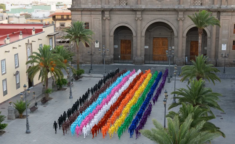 Bodies as Banners: Hundreds Pose Nude in Gran Canaria to Form a Living Progress Pride Flag