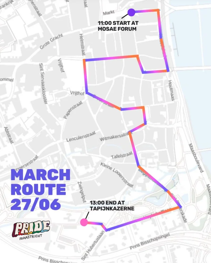 Pride Maastricht 2026 March Route Through City Centre